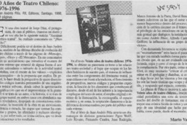 20 años de teatro chileno, 1976-1996  [artículo] Mario Valdovinos.