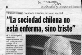 "La sociedad chilena no está enferma, sino triste"  [artículo] Rodolfo Arenas R.