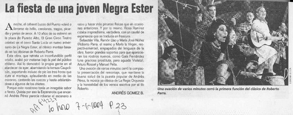 La fiesta de una joven negra Ester  [artículo] Andrés Gómez B.