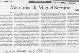 Memorias de Miguel Serrano  [artículo] Filebo.