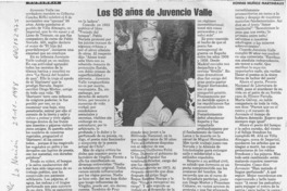 Los 98 años de Juvencio Valle  [artículo] Ronnie Muñoz Martineaux.