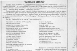 "Maduro otoño"  [artículo] Audito Gavilán Tapia.