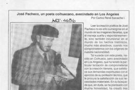 José Pacheco, un poeta coihuecano, avencidado en Los Angeles  [artículo] Carlos René Ibacache.