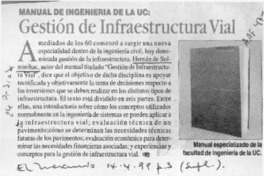 Gestión de infraestructura vial  [artículo].