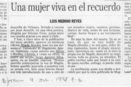 Una mujer viva en el recuerdo  [artículo] Luis Merino Reyes.