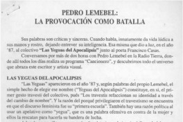 Pedro Lemebel, la provocación como batalla  [artículo] Rodrigo Hernández.