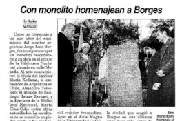 Con monolito homenajean a Borges  [artículo].