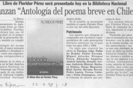 Lanzan "Antología del poema breve en Chile"  [artículo].