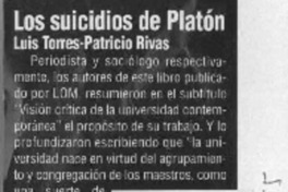 Los suicidios de Platón  [artículo].