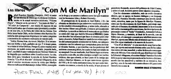 "Con M de Marilyn"  [artículo] Ramón Díaz Eterovic.