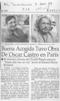 Buena acogida tuvo obra de Oscar Castro en París  [artículo].