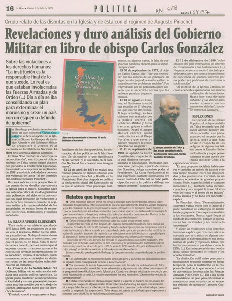 Revelaciones y duro análisis del Gobierno Militar en libro de obispo Carlos González