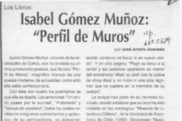 Isabel Gómez Muñoz, "Perfil de muros"  [artículo] Josá Arraño Acevedo.