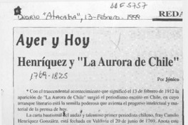 Henríquez y "La Aurora de Chile"  [artículo] Jónico.