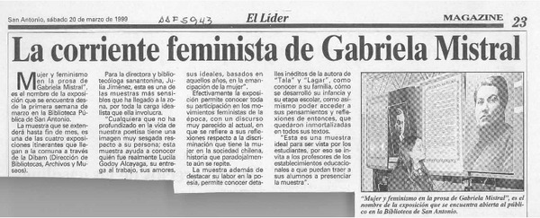 La Corriente feminista de Gabriela Mistral  [artículo].