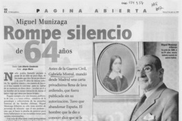 Miguel Munizaga rompe silencio de 64 años
