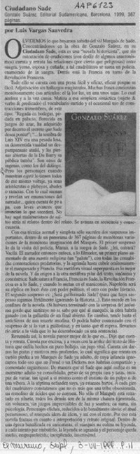 Una novela guillotinada  [artículo] Luis Vargas Saavedra.