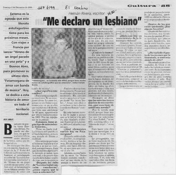 "Me declaro un lesbiano"  [artículo] July Jara J.