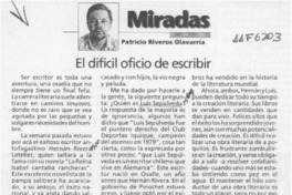 El difícil oficio de escribir  [artículo] Patricio Riveros Olavarría.