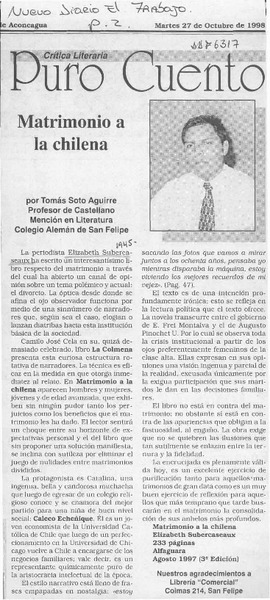 Matrimonio a la chilena  [artículo] Tomás Soto Aguirre.