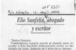 Elio Sanfeliú, abogado y escritor  [artículo] Hernán Maturana Alarcón.