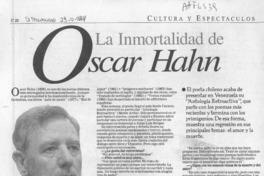 La inmortalidad de Oscar Hahn  [artículo] José Miguel Izquierdo S.
