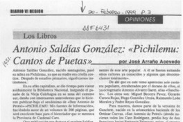 Antonio Saldías González, "Pichilemu, cantos de puetas"  [artículo] José Arraño Acevedo.