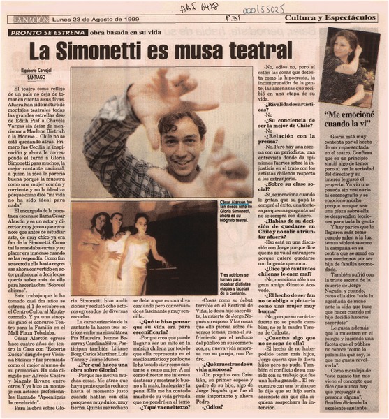 La Simonetti es musa teatral