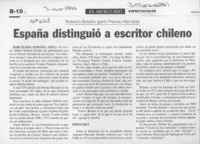 España distinguió a escritor chileno  [artículo].