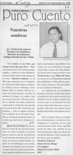 Nuestras sombras  [artículo] Tomás Soto Aguirre.