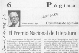 El Premio Nacional de Literatura  [artículo] Marino Muñoz Lagos.