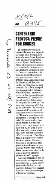 Centenario provoca fiebre por Borges  [artículo].