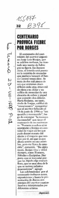 Centenario provoca fiebre por Borges  [artículo].