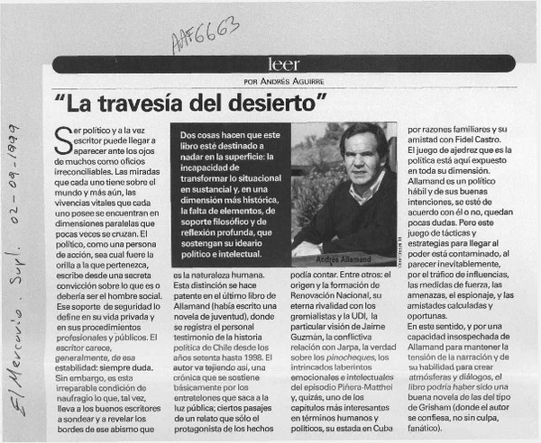 "La travesía del desierto"  [artículo] Andrés Aguirre.