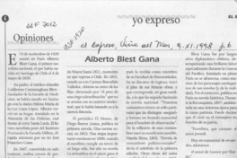Alberto Blest Gana  [artículo] Hernán Navarrete Rojas.