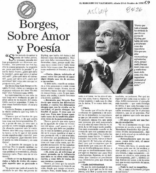 Borges, sobre amor y poesía  [artículo].