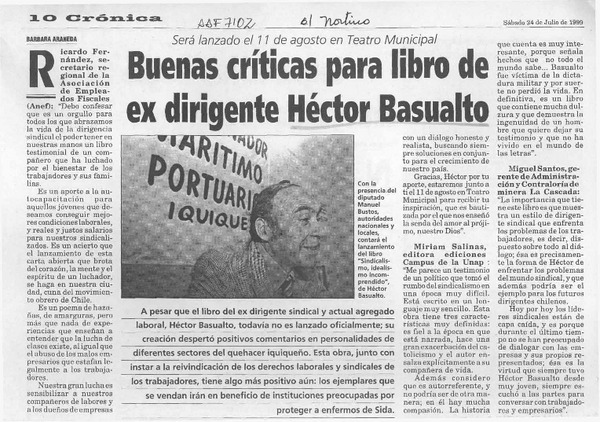 Buenas críticas para libro de ex dirigente Héctor Basualto  [artículo] Bárbara Araneda.