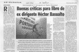 Buenas críticas para libro de ex dirigente Héctor Basualto  [artículo] Bárbara Araneda.
