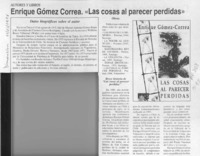 Enrique Gómez Correa, "Las cosas al parecer perdidas"  [artículo].