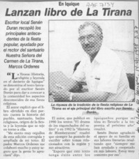 Lanzan libro de La Tirana  [artículo].