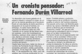 Un cronista pensador, Fernando Durán Villarreal  [artículo] José Francisco Carrión.