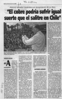 "El cobre podría sufrir igual suerte que el salitre en Chile"  [artículo] Robinson Carvajal.