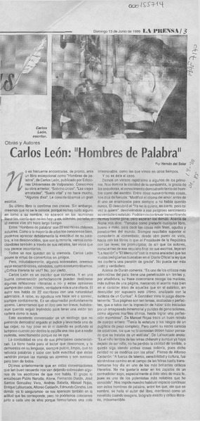 Carlos León, "Hombres de palabra"  [artículo] Hernán del Solar.