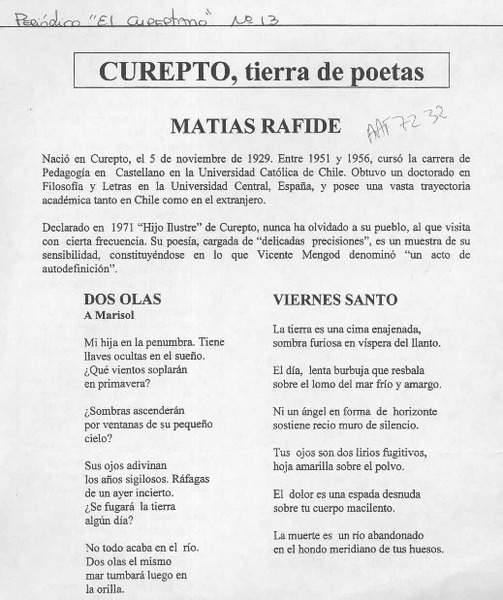 Matías Rafide  [artículo].
