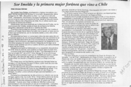 Sor Imelda y la primera mujer foránea que vino a Chile  [artículo] Oriel Alvarez Gómez.