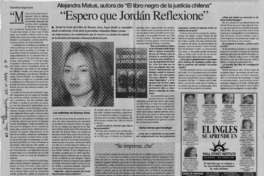 "Espero que Jordán reflexione"  [artículo] Carolina Espinosa.