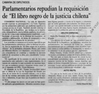 Parlamentarios repudian la requisición de "El libro negro de la justicia chilena"  [artículo] Carlos Eduardo Saa.