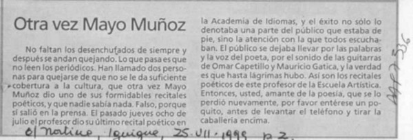 Otra vez Mayo Muñoz  [artículo].