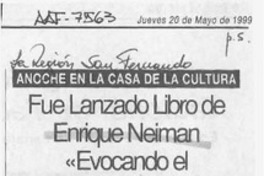 Fue lanzado libro de Enrique Neiman "Evocando el San Fernando que fue"