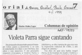 Violeta Parra sigue cantando  [artículo] Marino Muñoz Lagos.